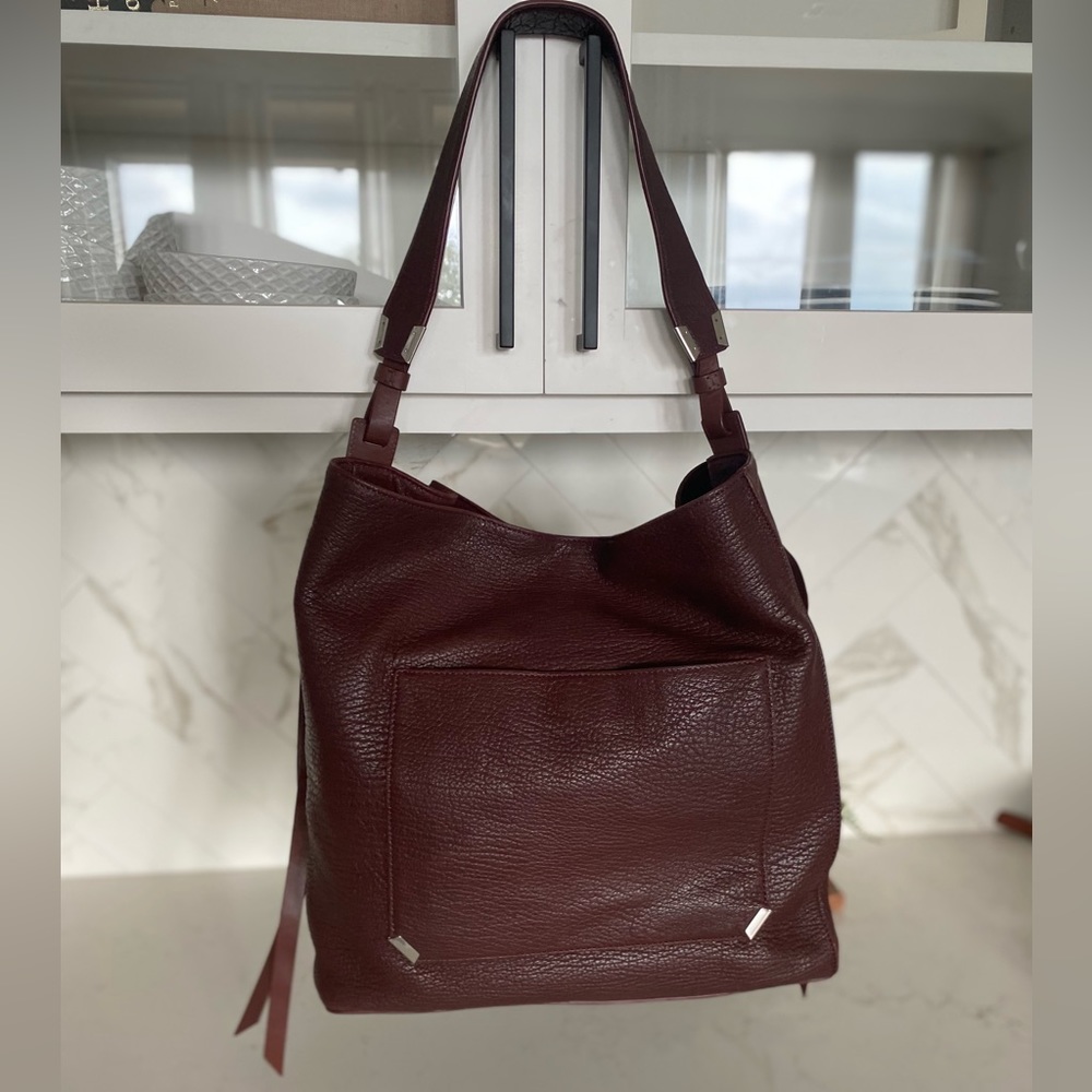 All Saints Burgundy Leather Vincent North Tote Bag - Picture 3 of 13